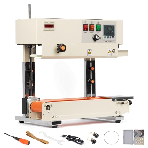 U.S. Solid Vertical Continuous Bag Band Sealer Sealing Machine, Automatic Horizontal Band Sealer with Digital Temperature Control for PVC Bags Films Stamp Coding 110V with Counter