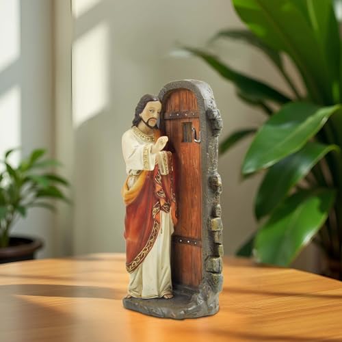 Estatua Jesús llamando a la puerta 5.12 pulg resina miniatura 5