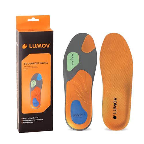 Image of Nylon 5D Comfort Insoles for Men & Women | 5-Layer Cushioning with Poron, Gel & TPU | Arch Support, Shock Absorbing & Breathable Shoe Inserts | Trimmable for All Shoes,S Size