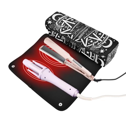 Estuche de viaje 2 en 1 para planchas y rizadores con tapete resistente al calor organizador impermeable para herramientas de cabello miniatura 2