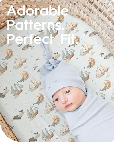 Image of Bassinet Sheets for Baby Boy Girl, TotBasic Buttery Soft Universal Bassinet Fitted Sheet, Compatible with Halo, Mika Micky, Baby Delight, Dream On Me, Maxi COSI & More Bassinet Mattress