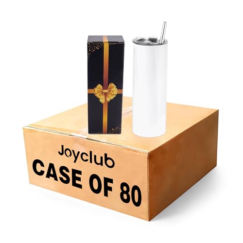 Joyclub Sublimation Tumblers Blanks 20 oz 80 Pack Skinny Straight Tumblers