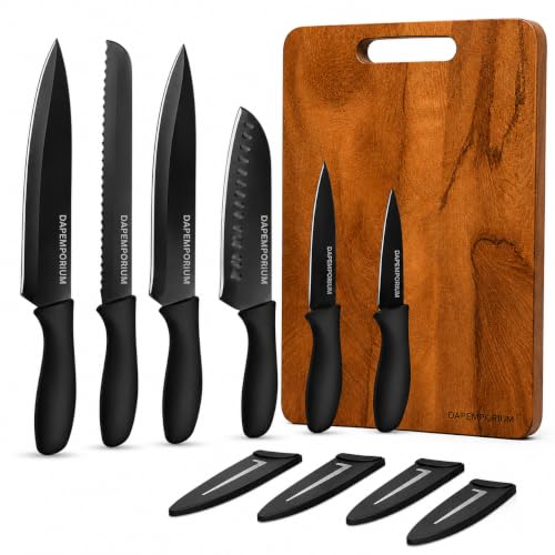 Image of Kitchen Knife Set with Wooden Chopping Board (7 Pcs Set)