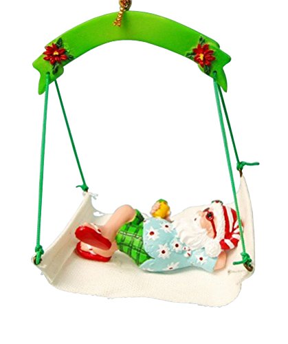 Christmas Ornament Santa in Hammock with Flip Flops and Hat