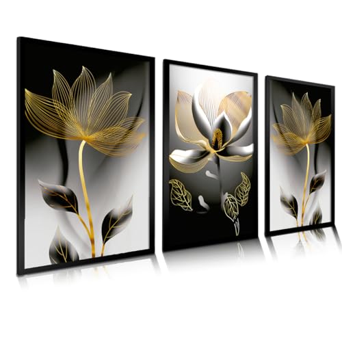 Quadros Decorativos Luxo Flor De Luz Ouro Preto Luxo Sala Hall