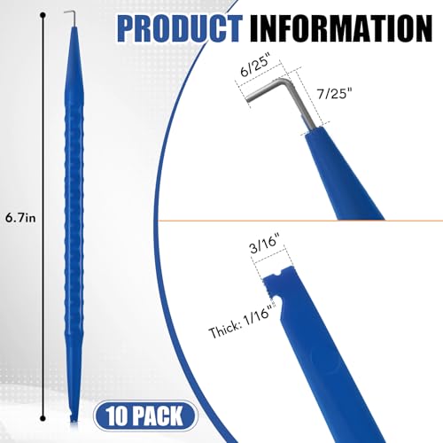 Image of Daifunli 10 Pcs Probe Pick Spudger Tools Bulk Nylon with L-Shaped Wire Hook 7 inch Length for Telecom Data Communication and Alarm Installers (Blue)