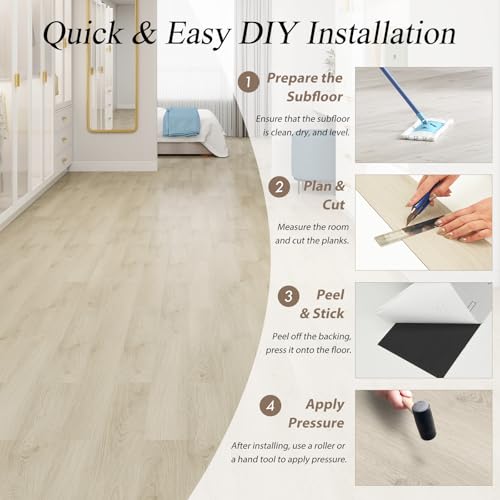 Mysflosy Peel & Stick Floor Tile, 36-Pack 54 Sq.Ft Waterproof Luxury Vinyl Flooring Self-Adhesive, Wood-Look Vinyl Planks for DIY Installation by Mysflosy - Image 6