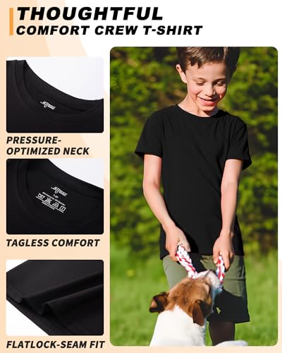 Image of Boys Shirts Athletic Dry Fit Neon T Shirts Short Sleeve Kids Youth Moisture Wicking Quick Dry Sports Training Performance Tee