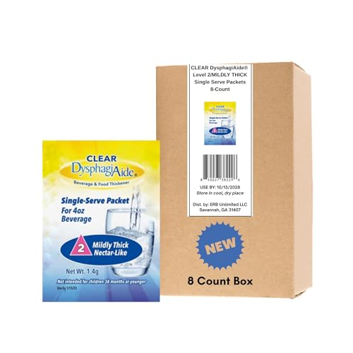Image of Clear DysphagiAide Thickener, IDDSI Level 2 Mildly Thick (Nectar-Like) Single-Serving Packets, 8 Count