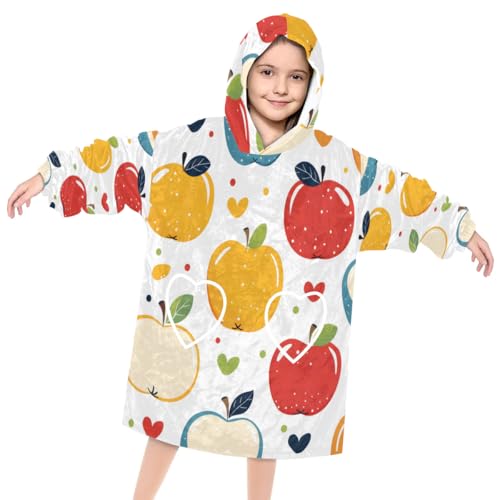 Wearable Blanket Hoodie for Kids, Colorful fruit Fleece Sweatshirt Blanket Simple style Oversized Blanket Sweatshirt with Pocket Flannel Warm Hooded Blanket 6-10 Year Old Girl Boy Gift, One Size