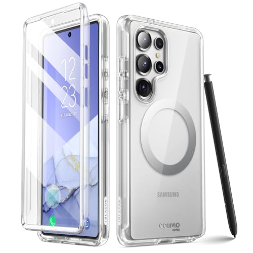 i-Blason Cosmo for Samsung Galaxy S25 Ultra Case MagSafe with Built-in Screen Protector [Support Fingerprint ID & Wireless Charger] Full-Body Slim Style Magnetic Phone Case for S25 Ultra (Clear)