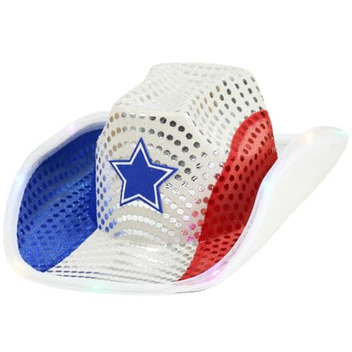 Image of GiftExpress Light Up Patriotic Cowboy Hat Western Rodeo Theme Party Costume