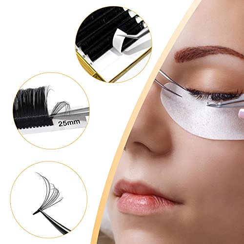 Volume Eyelash Extensions | 0.03-0.12mm | C/CC/D/DD Curl | 8-25mm Length | Easy Fan Volume Lashes 2D-20D Self Fanning Volume Lashes 0.05CC Mix-9-16mm Long Lasting Blooming Lashes(0.05CC Mix9-16)