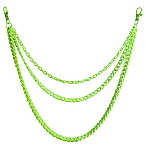 Pants Chain Wallet Chain Jeans Chain,1 Pack Belt Chain Wallet Chain Pocket Chain for Hip Hop Punk Jeans Chain Key Chain Goth Accessories for Eboy Egirl Men Women Streetwear Urban Fashion (Green)
