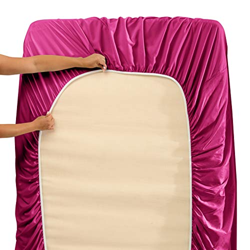 Image of Hearth & Harbor Extra Deep Pocket King Sheets - 4 Piece Hotel Luxury King Sheet Set Fits Up to 24 inch Mattress - Ultra Soft Luxury King Bed Sheet Set - Soft & Breathable, King, Vivacious Magenta