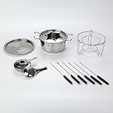 Olla Caliente Helado de acero inoxidable multifuncional Helado de chocolate Pote caliente Pote de fusión Fondue Set Queso Fondue Acero inoxidable Stockpot, Accesorios de cocina de plata Olla de Acero