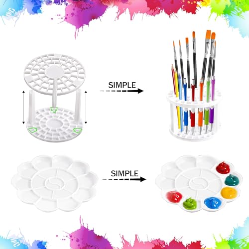 Image of 2 Pcs Acrylic Paint Organizer With Brush Holder, 7 Layer Miniature Paint Storage Rack for Craft Hobby Miniature Model Storage, Easy Assembly
