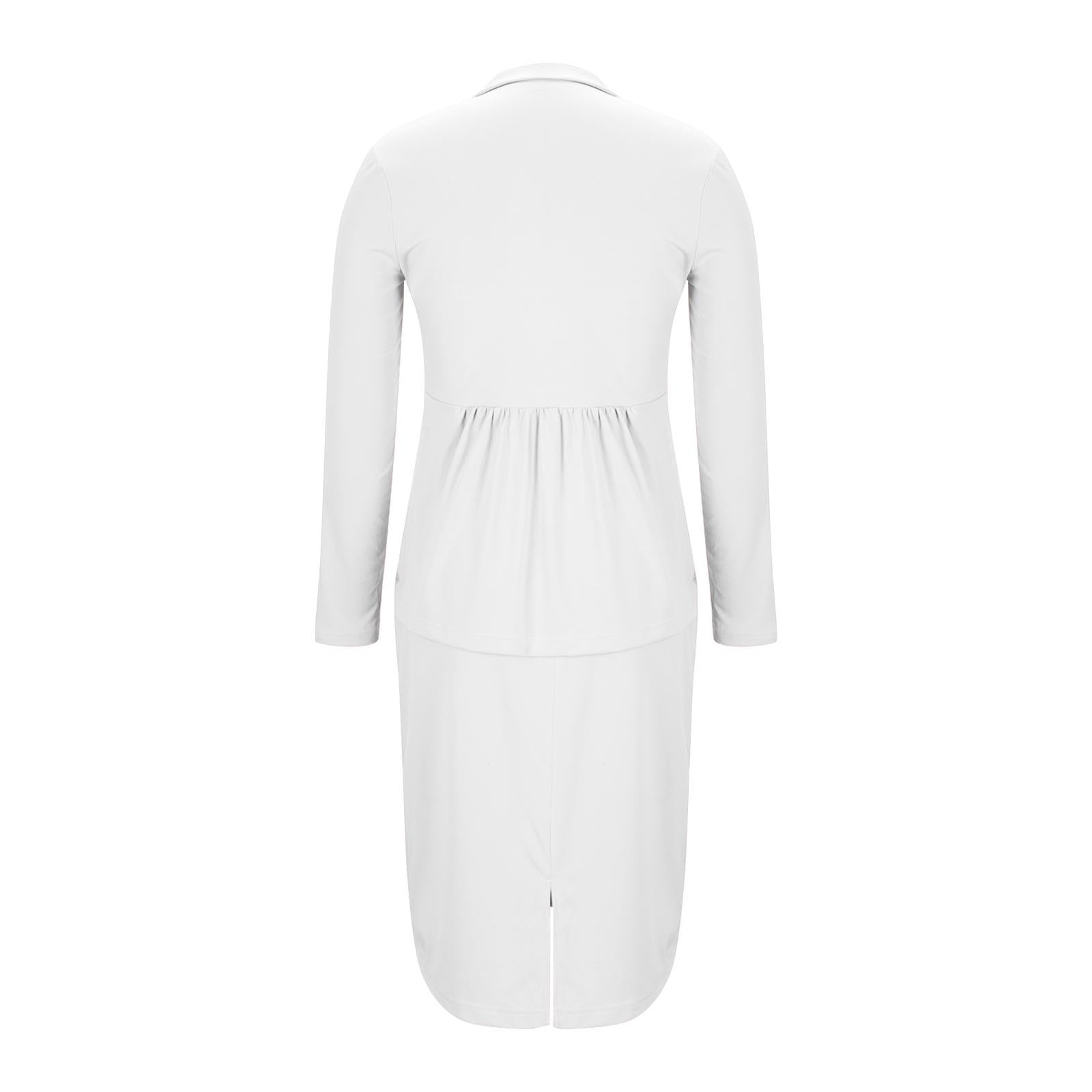 Conjunto Mujer Vestir Dos Piezas,Talla Grande Traje Falda y Chaqueta Mujer Verano Americana de Color Sólido Casual con Bolsillos Trajes Dos Piezas Manga Larga Elegante Negocios Oficina Set