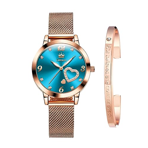 devaco Women's Watches,Women's Rose Gold Mesh Fashion Designer Ladies Wrist Watch with Diamonds -  devaco5