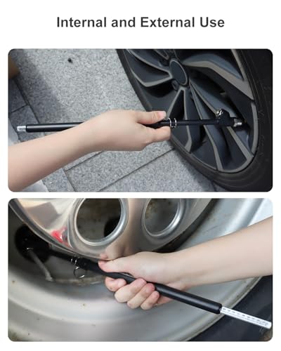 Image of GODESON 20-220PSI Dual Head Tire Pressure Gauge, 13.8-Inch Stainless Steel Semi Truck Tire Gauge, Accurate Pencil Air Pressure Checker for Truck, RV, Trailer, Straight-On Air Gauges Easy to Carry