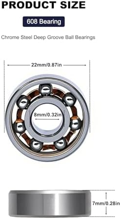 20 Pcs 608 Ball Bearings –High Precision Rating Fidget Spinner Bearing Miniature Deep Groove Ball Bearings (8mm x 22mm x 7mm) - 1