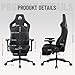 PixelPilot®Ergonomischer Gaming Stuhl Chair mit 4D-Armlehne, Fußstütze, Kopf- und Lendenwirbelstütze, Gamer PC Stuhl [breite Sitzfläche] Bürostuhl 150 kg Belastbarkeit (Orion, Kunstleder)