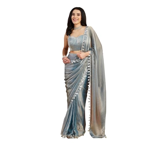Ari Mirror Work Shiney Chiffon Saree