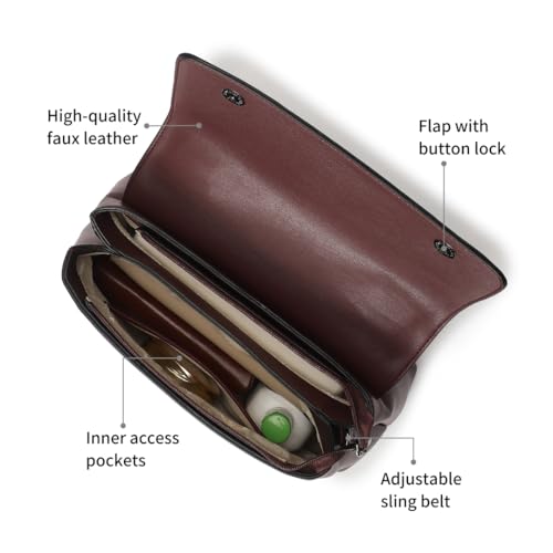 Image of Fastrack Boss Vibe Satchel Bag for Women, Medium Size with Flap Button Lock, Adjustable Sling Belt and Top Handle, Stylish 4.7L Satchel for Everyday Use