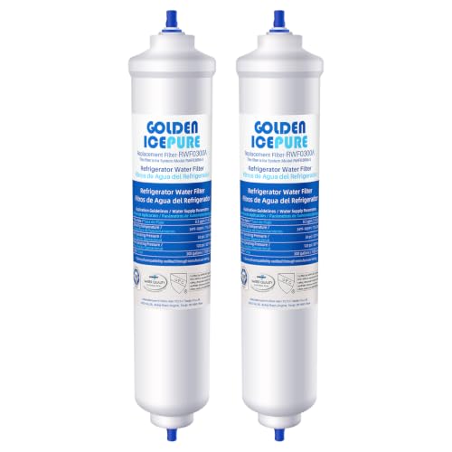 GOLDEN ICEPURE 2 Pieces Refrigerator Water Filter Compatible with Samsung DA29-10105J DA29-10105J HAFEX/EXP DA99-02131B WSF-100 EF9603 HAIER LG Inline Refrigerator