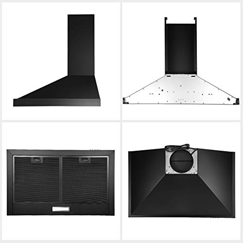 SNDOAS Black Range Hood 30 inch,Wall Mount Range Hood 30 inch with