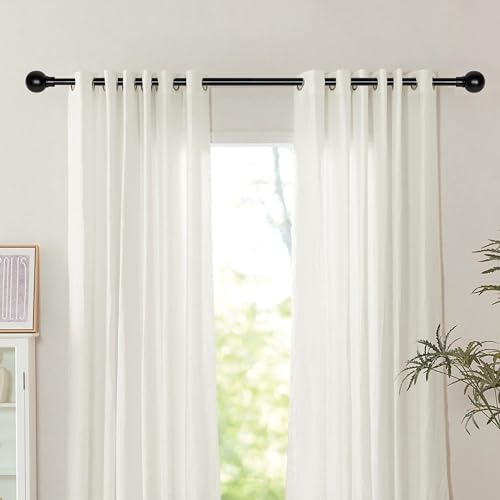 Image of Deco Window 18 inch-44 inch Adjustable Rustproof Curtain Rod for Doors & Windows with Brackets, Extendable Iron Metal Pipe Holder with Jason Finials (Black,25MM Diameter)