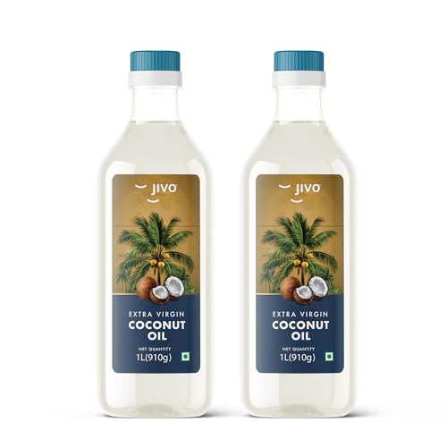 Image of JIVO Extra Virgin Coconut Oil 1 Litre | Multi-Purpose Cooking Oil | Ideal for Salad Dressing, Light Sauteing & Low-Heat Cooking | Zero Cholesterol & Trans Fat