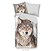 Produktbild Good Morning Flanell,Flanellbettwäsche, Bettwäsche Wolf, 135 x 200 cm