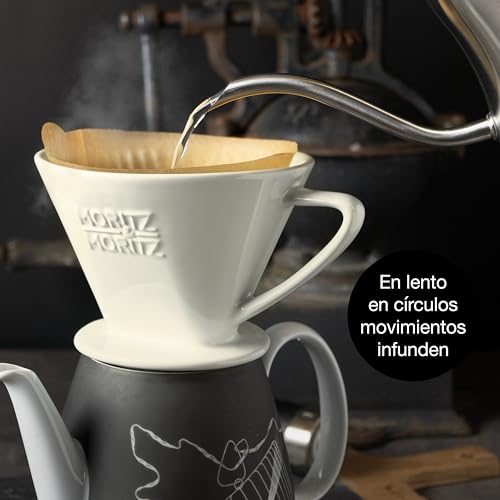 Miniatura 4 de Moritz Moritz Filtro Cafe De Porcelana Tamaño 4 - Filtro De Cafe Reutilizable Para Un Excelente Sabor Aromático Del Café - Accesorio De Filtro De Café Para 2-4 Tazas - Blanco