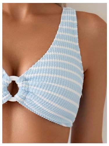 SOLY HUX Women's Striped Bathing Suit V Neck High Waisted Bikini Sets Two Piece Swimsuit3