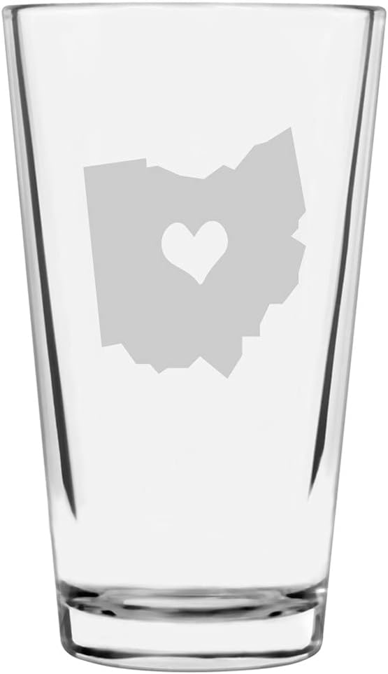 Indiana Home States Etched 16oz Pint Glass
