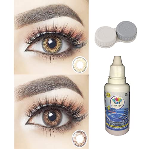 Diamond Eye Monthly Disposable Hazel, Brown Colored Contact Lenses, (0, Pack of 2)