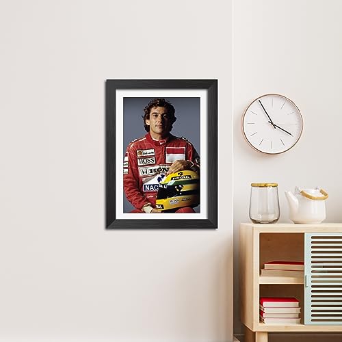 Image of TenorArts Ayrton Senna Poster F1 Driver Posters Formula One Photo Frame Painting with Matt Finish Dark Texture (12 inches x 9inches)