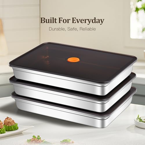 Image of Stainless Steel Food Storage Containers with Airtight Lids, 3 Pack Leakproof Meal Prep Containers, Reusable Bento Boxes for Food, Dishwasher & Freezer Safe Containers for Fruits, Snacks, Leftovers