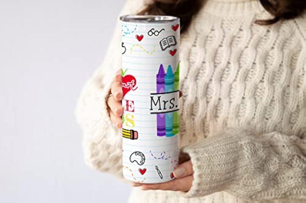 20oz Skinny Tumbler Personalized Teacher Gift - Stainless Steel Double Wall Insulated Cup With Lid And Straw