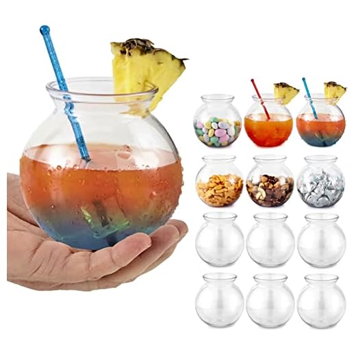 Plastic Fish Bowl 16 oz (12 Count) 4 Inch Fishbowl - Plastic Ivy Bowls - Unbreakable Vases - Great for Kids Carnival Games, Candy, Party Favors, Table Centerpieces and Decorations