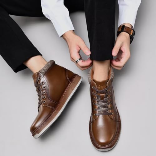 Image of Arkbird Casual Sneaker Boots, High-Top Sneakers Lace-up Leather Chukka Shoes for Men