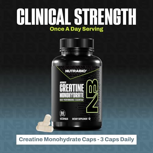 NutraBio Pure Micronized Creatine Monohydrate Capsules, Creatine Pills, Supports Bulk Muscle Energy, Recovery, and Strength - Keto Friendly, Kosher, Creatine Nutritional Supplement for Men and Women