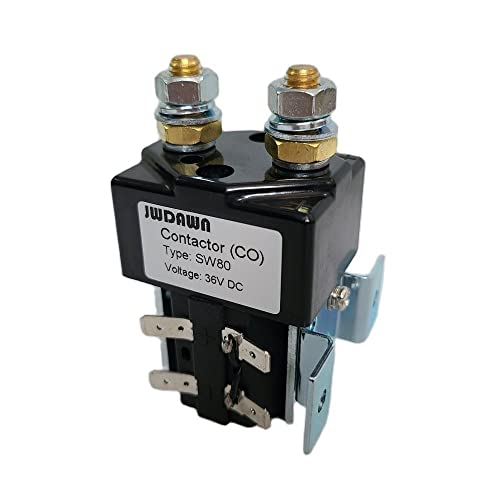 JWDAWN DC Solenoid Relay Contactor SW80 12V 24V 36V 48V 72V 80V Coil 125A Electric Vehicles Material Handling Forklift Accessories Pallet Truck Aerial Lift Platform Golf Cart Robot Sweeper (36V)