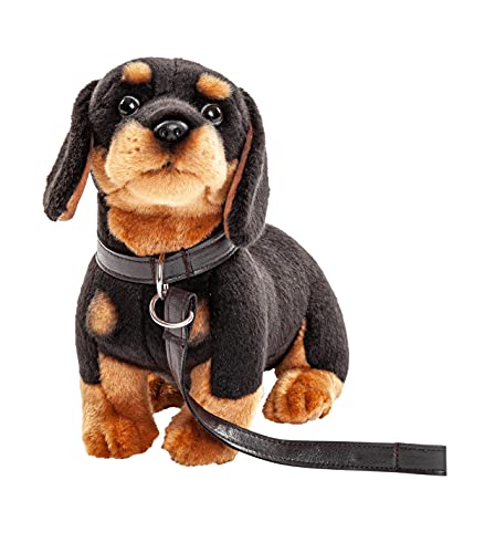 Uni-Toys - Dackel (mit Leine) - 27 cm (Länge) - Plüsch-Hund, Haustier - Plüschtier, Kuscheltier