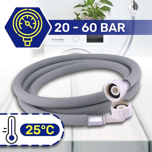 Zulaufschlauch Waschmaschine und Geschirrspüler 3,5 m Wasserschlauch für Temperaturen bis 25°C Druck von 20 bis 60 Bar Verbindung ist Gerade und Gewinkelt Ø 3/4 zoll - MADE IN ITALY - MONTERAL