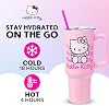 Silver Buffalo Sanrio Hello Kitty Saludando, Vaso Térmico de Acero Inoxidable, 40oz | Pared Doble, Incluye Asa y Popote, Cabe en Portavasos Estándar, Vaso para Agua, Botella, Rosa, 1.18 Litros Acero Inoxidable 4
