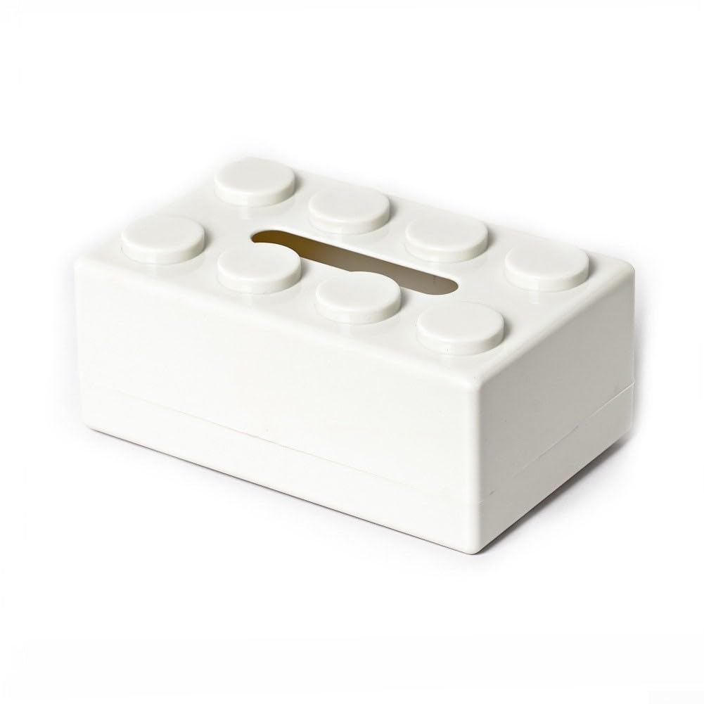 Building Blocks Tissue Box, Tissue Box Cover Rectangular, Wall-Mounted Bathroom Tissue Box Desktop Storage Box, Cute Home Decor for Bathroom Living Room Office Kitchen(white)