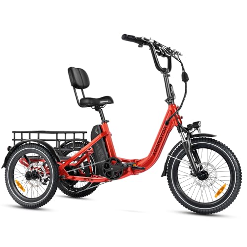 ADDMOTOR CITYTRI E-310 Plus Electric Trike, Peak 1400W Folding Electric Tricycle for Adults, 90Miles Ebike, 960Wh Battery, Step-Thru 3 Wheel Electric Bicycle, Differential, Parking Brake Red