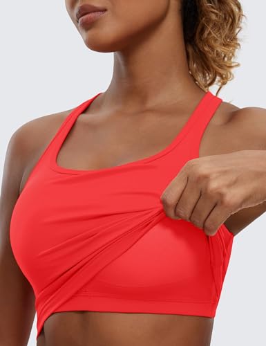 Image of CRZ YOGA Butterluxe Racerback Crop Tank Tops | Light Support, Removable Pads, Yoga, Extremely Soft, Scoop Neck, Longline Sports Bras for Women